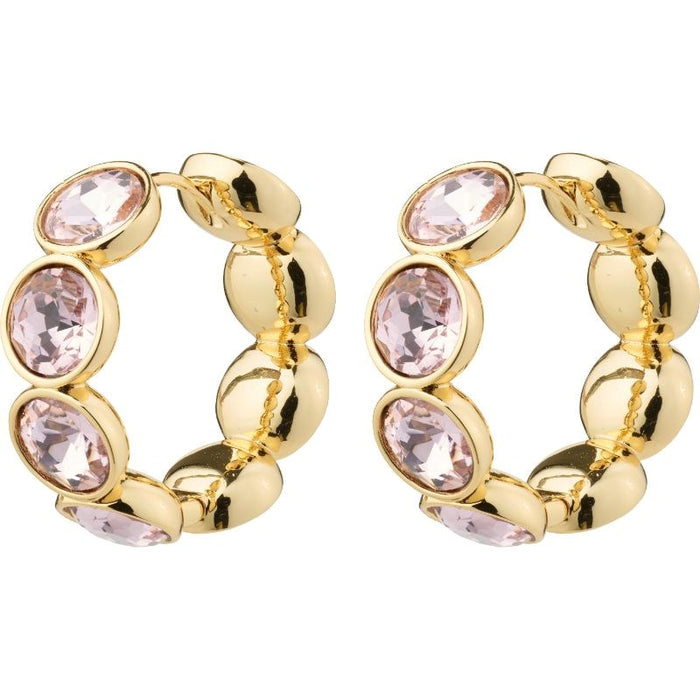 Callie Recycled Crystal Hoops  - Gold Plated - Rose