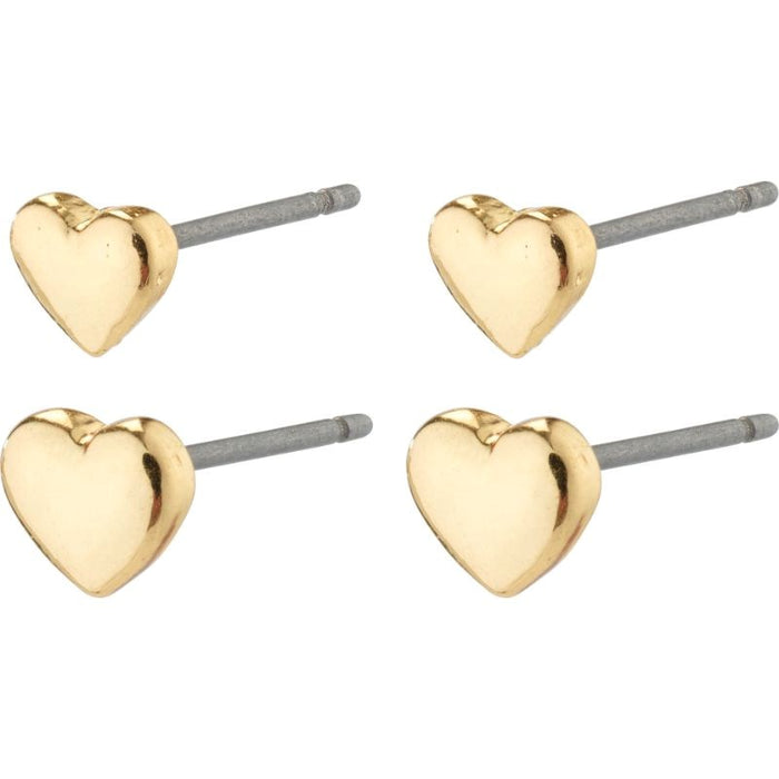 Afroditte Recycled Heart Earrings 2-In-1 Set - Gold Plated