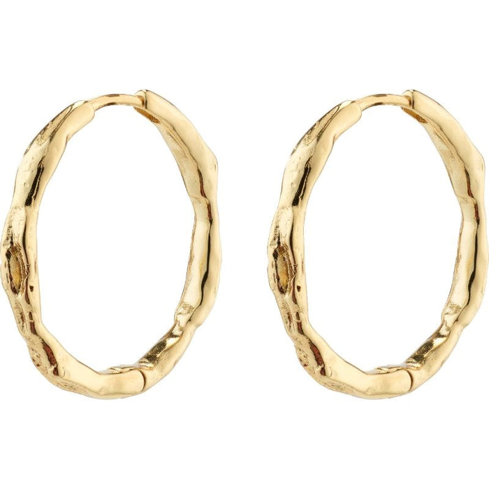 Eddy Recycled  Organic Shaped Large Hoops - Gold Plated