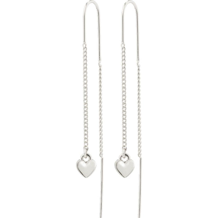 Afroditte Recycled Heart Chain-Earrings - Silver Plated