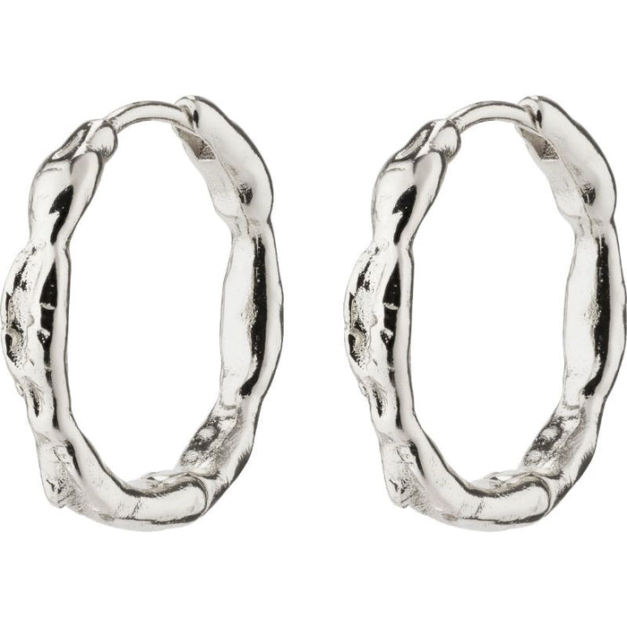 Eddy Recycled Organic Shaped Medium Hoops - Silver Plated