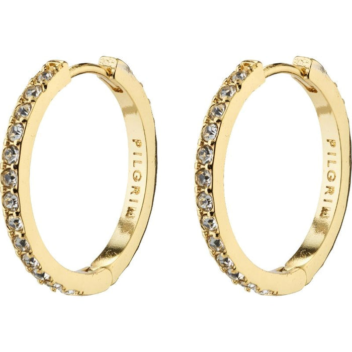 Ebna Medium Crystal Hoops - Gold Plated