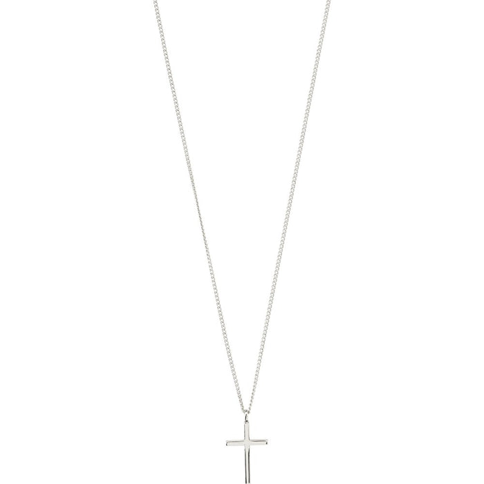 Daisy Recycled Cross Pendant Necklace - Silver Plated