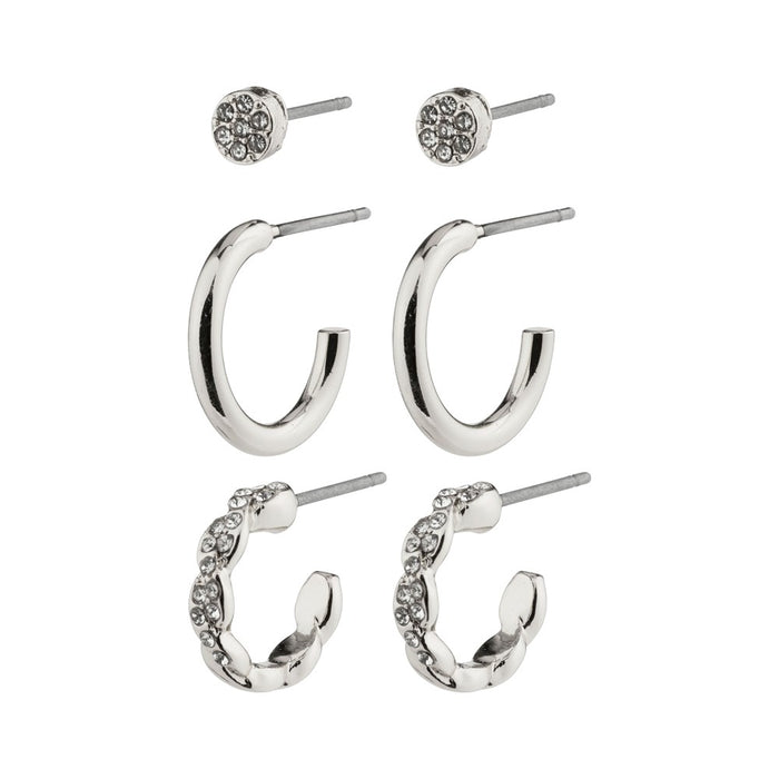 Winny Recycled GiftSet Hoops and Earstuds - Silver Plated